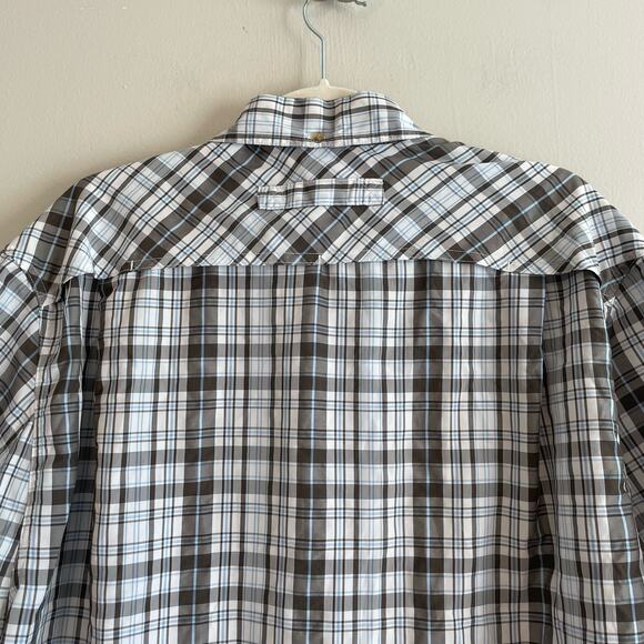 Duluth Size L Gray Blue Button Up Shirt Short Sleeves Vented Polyester/Nylon - Picture 6 of 9